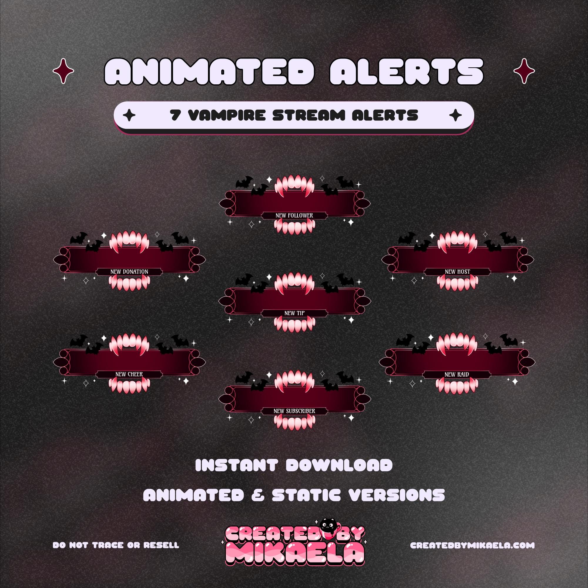 Animated Stream Alerts: Vampire Goth Horror | Graphics for Youtube ...