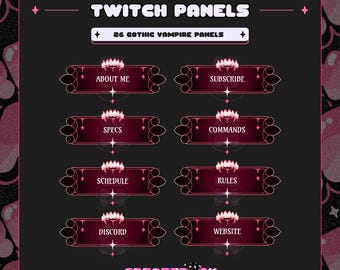 Vampire Goth Twitch Panels | Red | Black | Halloween | Streamer Graphics