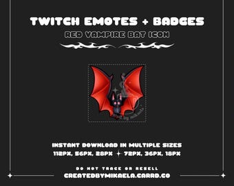 Red Vampire Bat Twitch Icon: Channel Points, Emotes (Digital File)