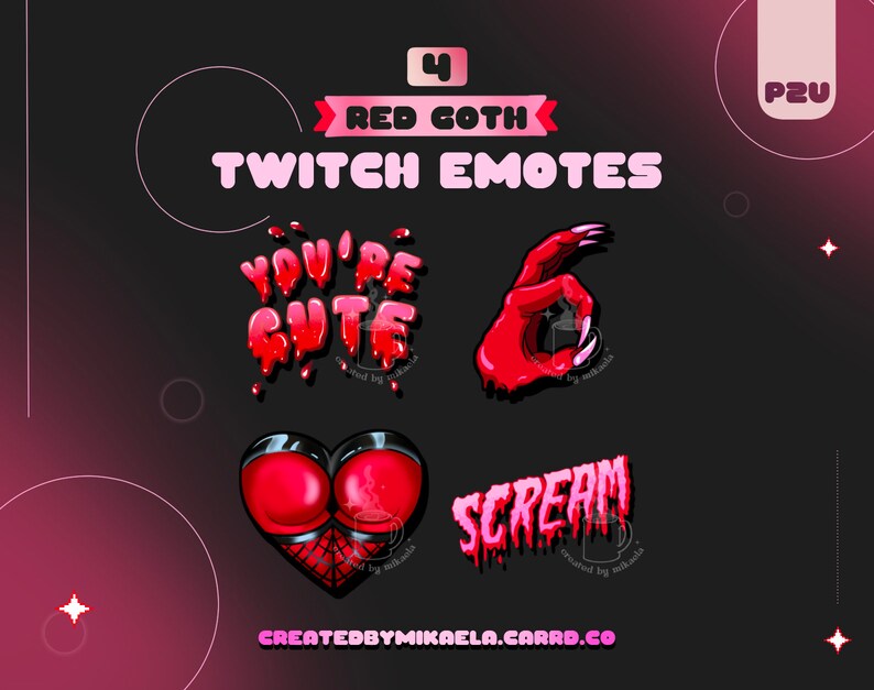 Red Goth Themed P2U Discord Emotes Etsy