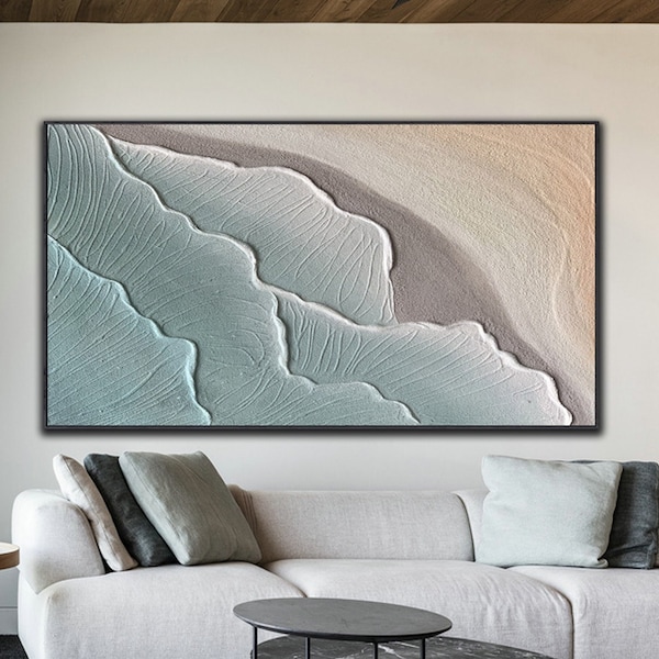 Seascape Textur Leinwand Ölgemälde, original Meer Wandbild, abstrakte Strand Sonnenschein Wandbild große Haus Gemälde handgemalte Landschaft