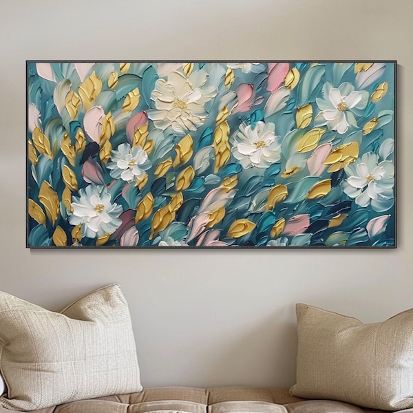 Peinture à l'huile originale abstraite Fleurs art Texture épaisse Couteau Déco salon Chambre Toile végétale paysage Impressionniste Art tête