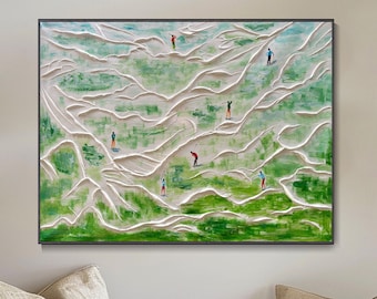 3D Grass Golf Decor Painting Modern Fashion Sport Art Abstract Golfer Gift Living Room Wall Decor Christmas Gift Custom Art Creative Hand