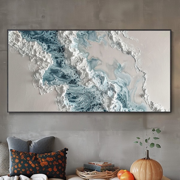 Arte moderno marino wabi-sabi, pintura minimalista abstracta, cuadro al óleo de vela azul, decoración neutra, mural para sala de estar, arte