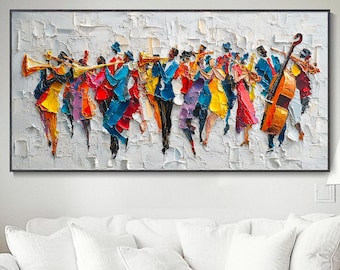 Pintura al óleo en lienzo de música sinfónica abstracta arte personalizado para festivales de música decoración de salas de estar y pianos