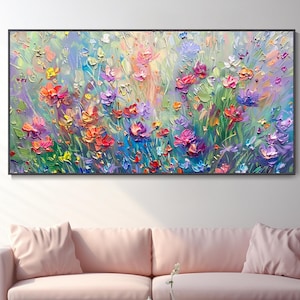 Abstract Floral Oil Painting Colorful Large Wall Art 3D Thick Texture Knife Hand Texture Canvas Living Room Decor Wall Decor Hanging Modern