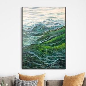 Abstract Ocean Oil Painting Original Hand Canvas Textured Palette Knife Decorative Wall Art Landscape Home Decor Impressionist Art Hanging