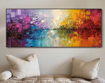 Abstract Oil Painting Original Hand Boho Canvas Forest Landscape Impressionist Decor Living Room Wall Art Modern Artwork Unique Texture