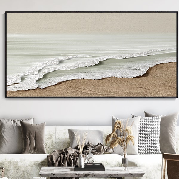 White Sea Waves Decor Oil Painting, Large Wall Hand Painted Texture Sea Landscape Painting, Home Decor Painting On Canvas, Fashion Wall Art