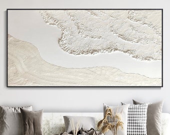 Modernes Meer Leinwand Textur Ölgemälde, stilvolle minimalistische Malerei, Wanddekoration Wandbild, Wohnzimmer Dekoration, Wabi-Sabi Kunst