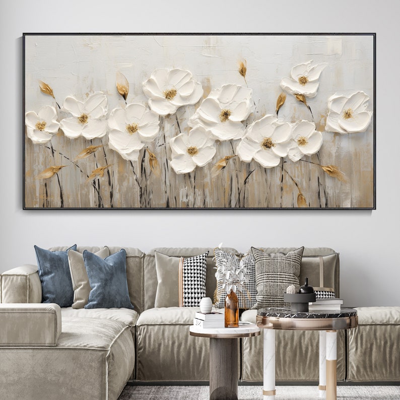 3D Hand Painted Canvas Flower Art, Abstract Landscape Texture Oil ...