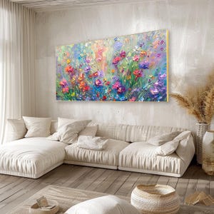 Abstract Floral Oil Painting Colorful Large Wall Art 3D Thick Texture ...