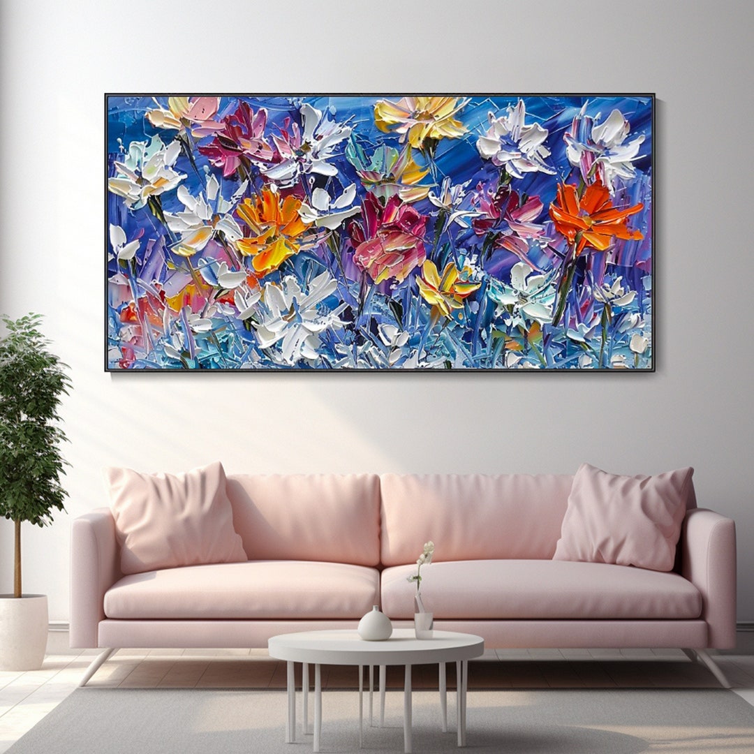 3D Textured Wall Art Original Floral Abstract Oil Painting Colorful ...