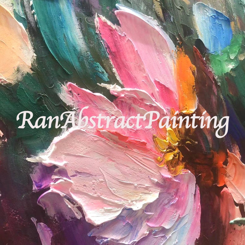Canvas Colorful Floral Texture Art Abstract Flower Landscape Oil ...