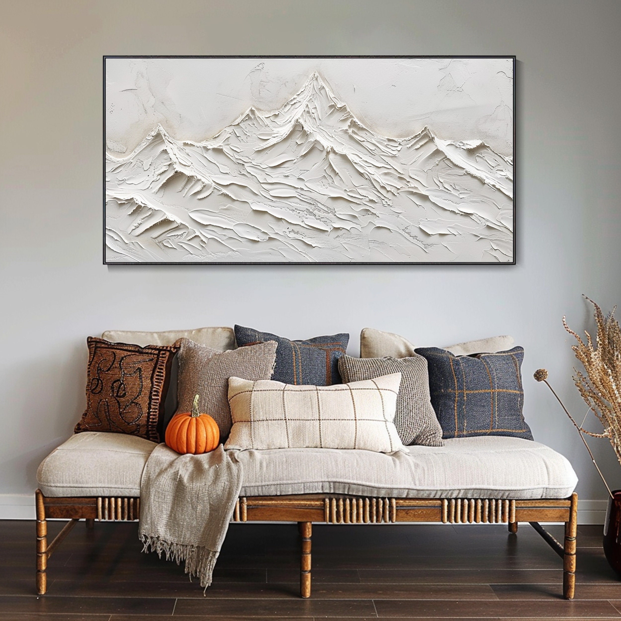 Original Abstract Mountain Landscape Hand Oil Painting Textured Knife ...