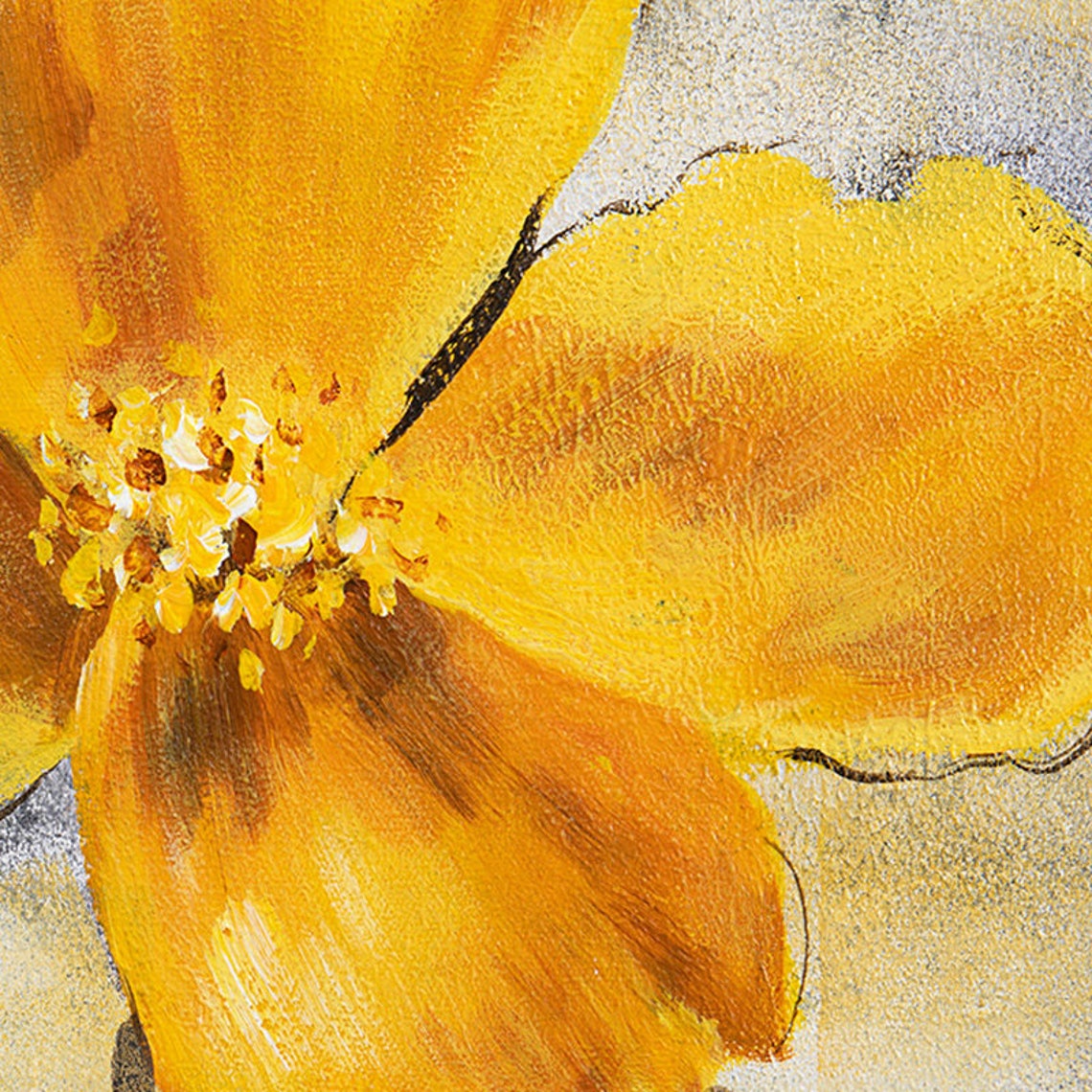 Yellow Flower Painting On Canvas Flower PaintingPrimitive Etsy