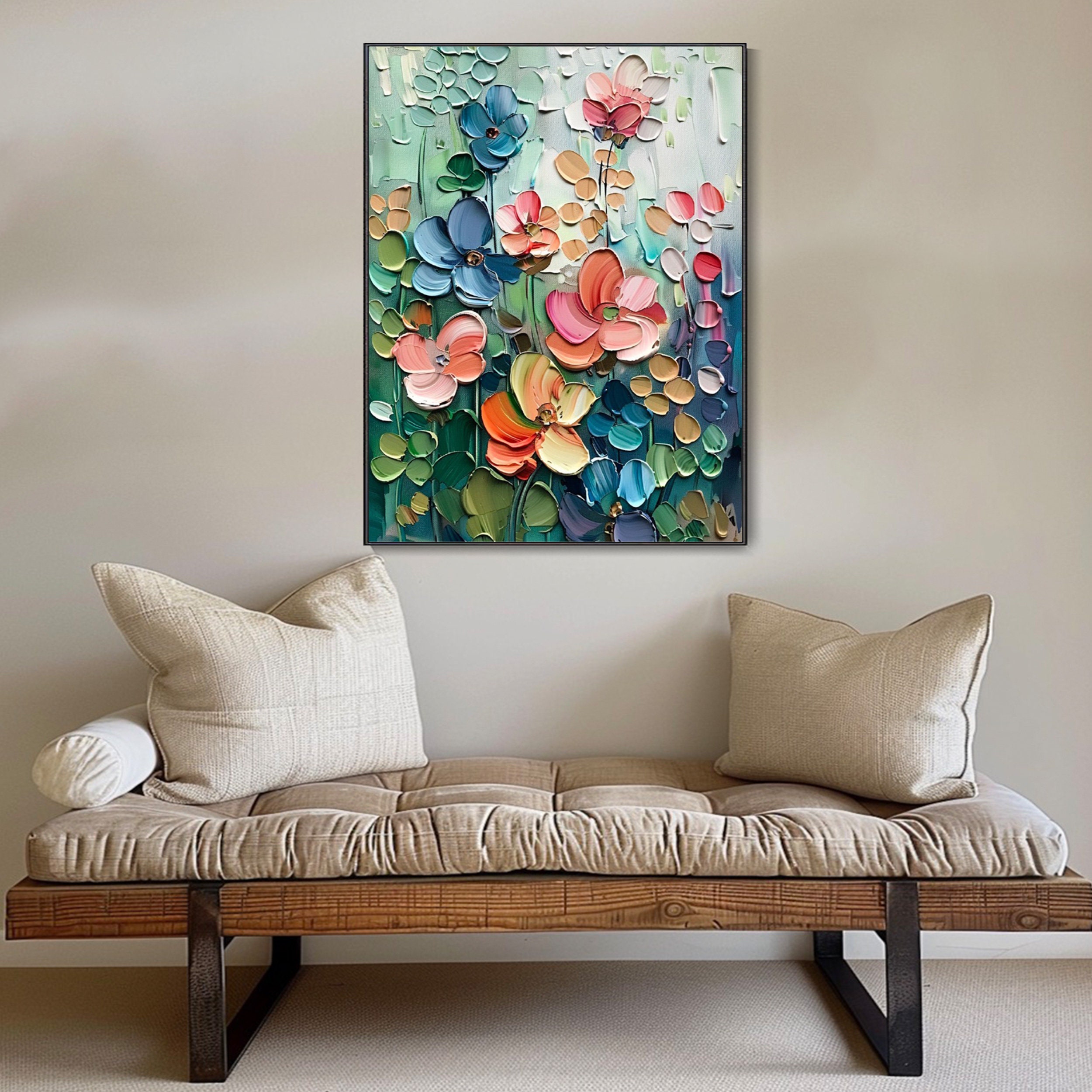 Picture of Original Flower Textured Wall Art 3D Abstrat Painting on Canvas Wall ...