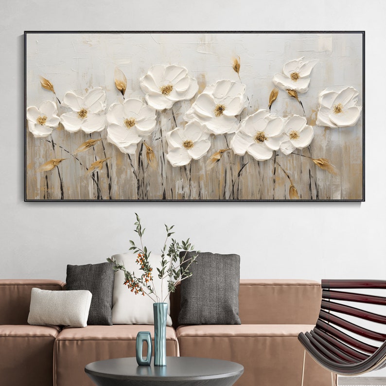 3D Hand Painted Canvas Flower Art, Abstract Landscape Texture Oil ...