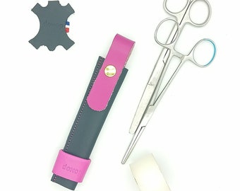 Etui donop® Noir/mauve pour pince Kocher ciseaux sparadrap personnel soignant infirmière