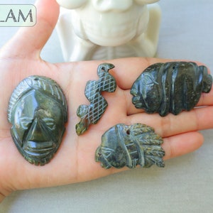 Ceremonial Jade Pendants, Mayan Jade, carved stone pendant, Jade necklaces, Aztec necklace, Mayan Pendant, LOT of Pendants. Read description