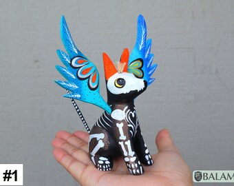 Xoloitzcuintle Alebrije, Xoloitzcuintli with wings, Dog Alebrije, Hairless Xoloitzcuintli dog,  cute Xoloitzcuintle dog, Dia de los muertos.