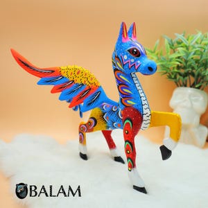 Hand-Painted Copal Wood Pegasus Alebrije - Oaxaca Folk Art