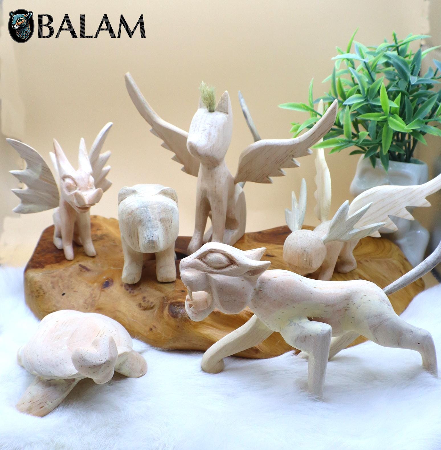 Copal Wood Alebrije Sculpture: Blank DIY Wooden Animal Figurine