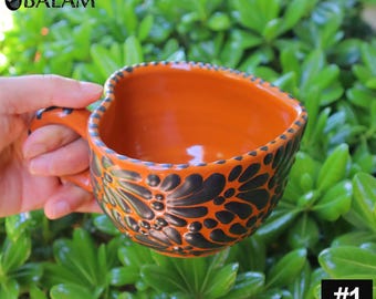 Talavera heart mug, Coffee cup, Talavera heart shape mug, Mexican Talavera, Heart mug Talavera Pottery 16oz - 500ml