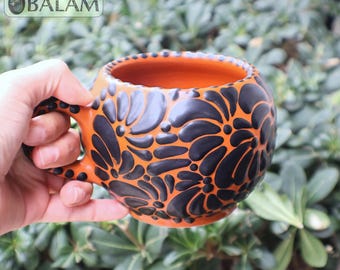 Hand-Painted Talavera Bowl Mug, 16 oz Coffee Cup