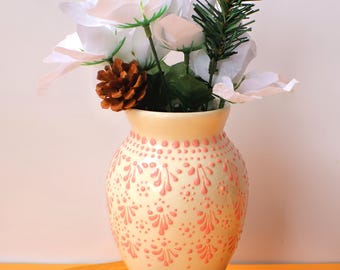 Talavera Mexikanische Blumenvase, Talavera florero. Plumeado fino. 6 Zoll