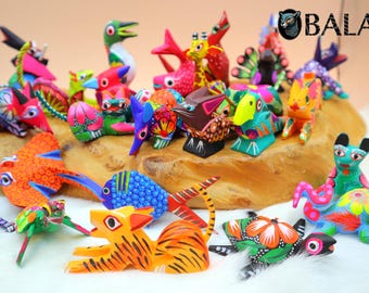 Mini Copal Wood Alebrije Lot, Oaxaca Folk Art Animals
