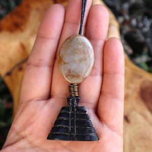 Ceremonial necklace, stone necklace, Mayan Jade, Adjustable Jade necklace, Mexica necklace, serpentine stone. Flower of life obsidian stone.
