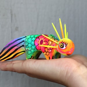 Alebrije from Oaxaca, alebrije, Copal wood sculpture, Wood Art, Alebrije art, Axolotl alebrije, Ajolote, Salamander, Cute axolotl alebrije