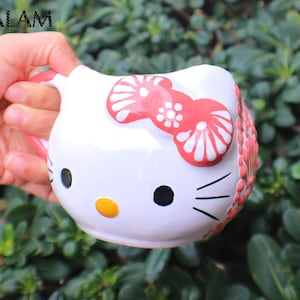 Talavera Hello Kitty mug, Coffee cup, Mexican Talavera. 14oz Pink