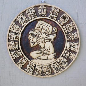 Resin Mayan Calendar Wall Art, Calendario Maya, Ceremonies Mayan, Priest Mayan wall art.