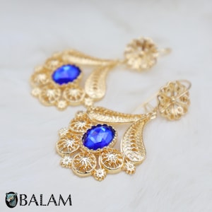 Aretes pequeños de filigrana, Aretes de filigrana mexicana, Aretes Frida Khalo, Filigrana Oaxaca, Filigrana bañada en oro.