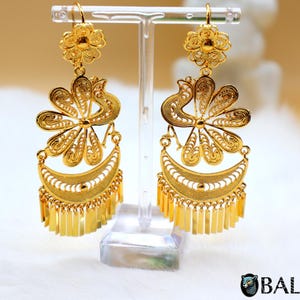 Mexican Filigree Earrings, Frida Khalo earrings, Filigrana Oaxaca, Gold Plated filigree.