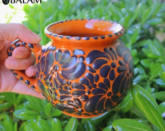 Handmade Talavera Jarro Bola Mug, Mexican Pottery, 16oz