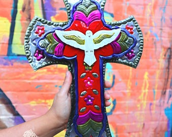 Holy spirit, Handcrafted Embossed Folk Art Holy spirit Wall Decor. Large 15 x 10 inches