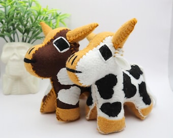 Mexican Handmade Cow Plushie, Colorful Stuffed Animal