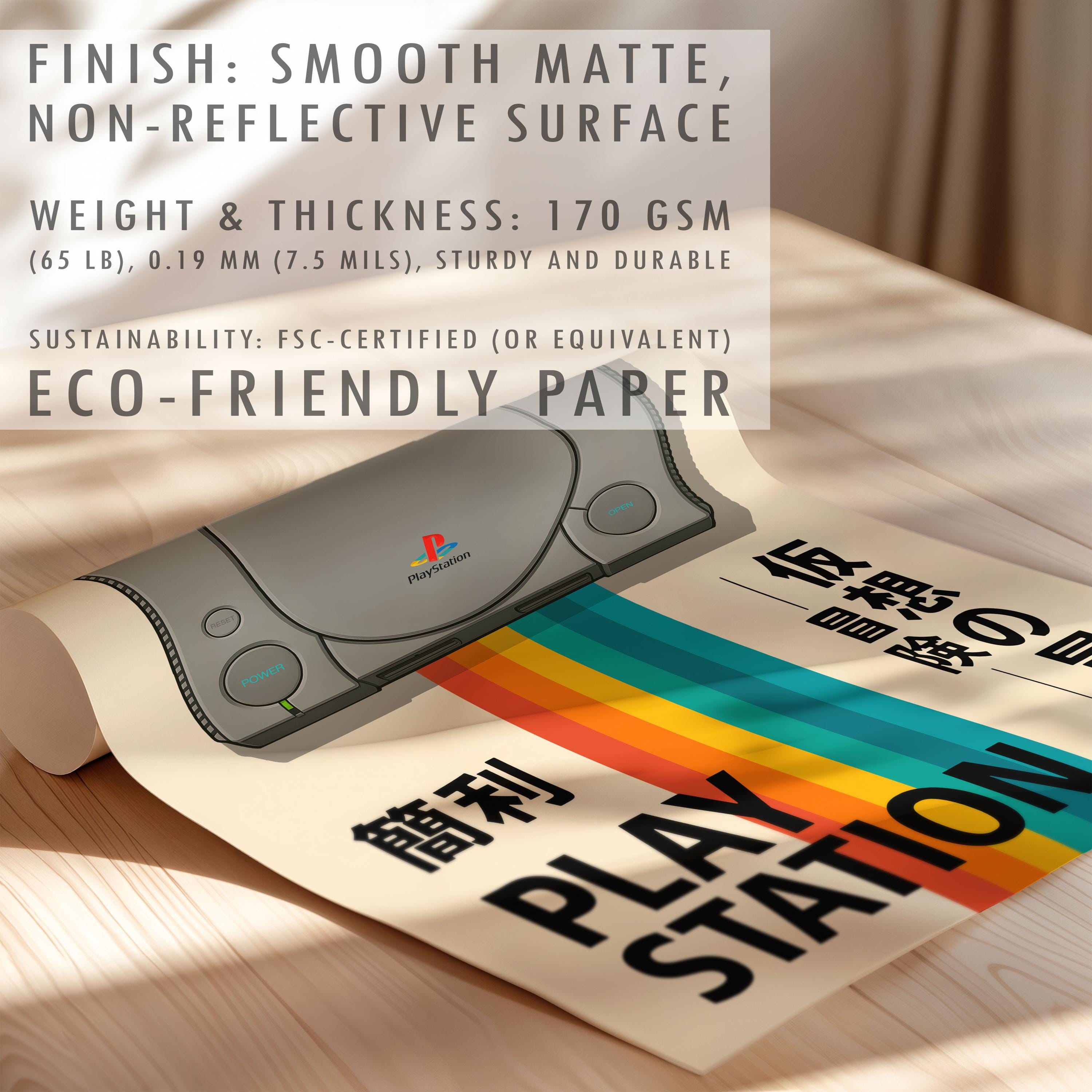 Retro Playstation Japanese Typography Poster | 90s Gaming Wall Art