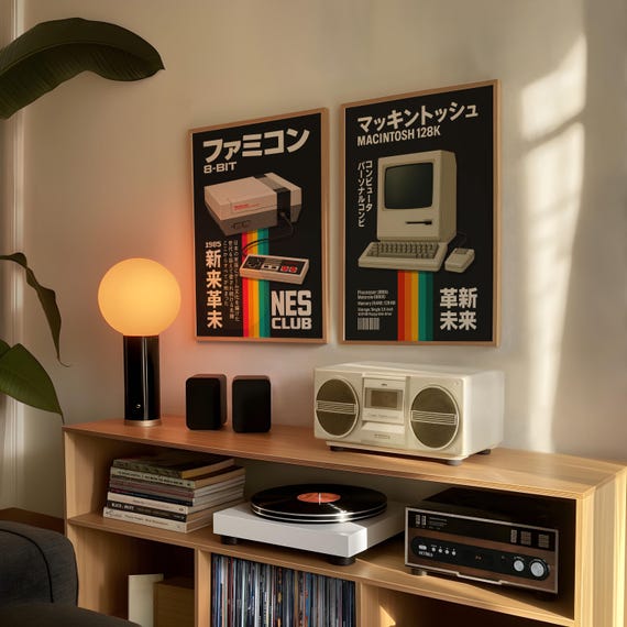 Macintosh 128K Poster | Retro Apple Computer Wall Art | Japanese