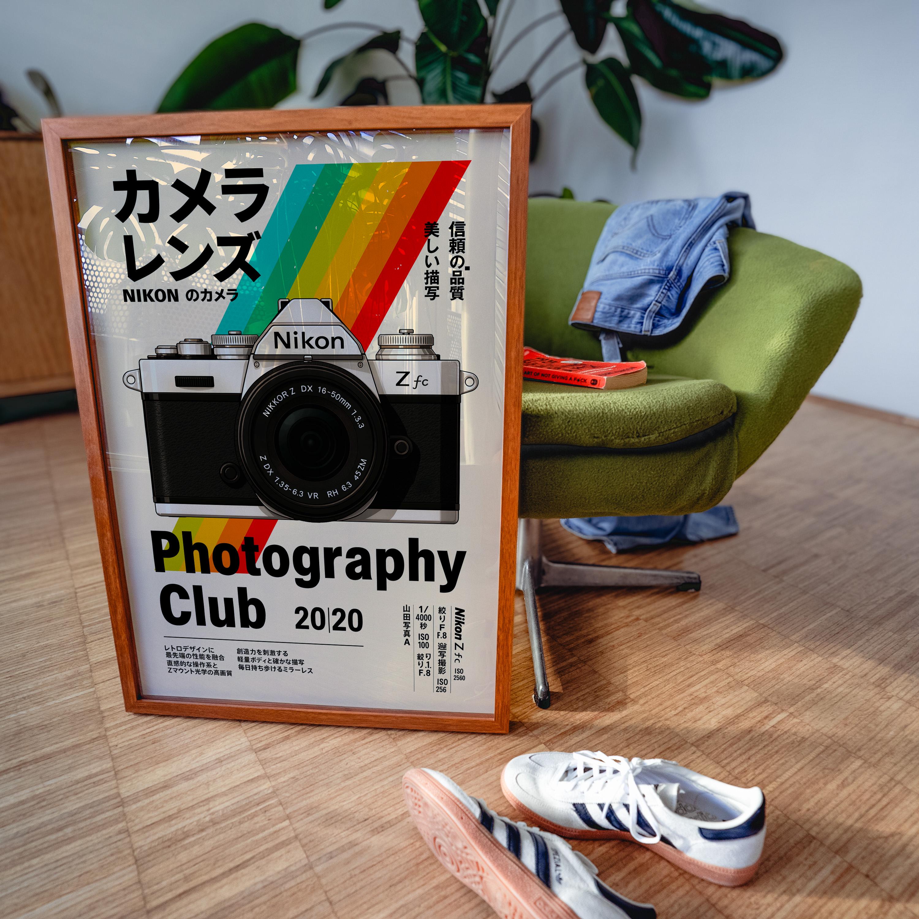 Nikon Zf Poster | Japanese Typography Print | 90s Retro Camera
