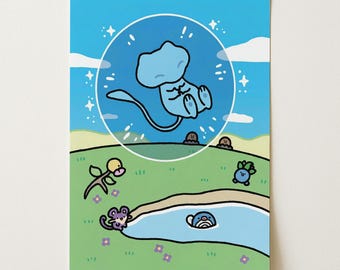Spersonalizowany plakat Bubble Mew ex | Grafika ścienna Pokémon | Plakat fizyczny