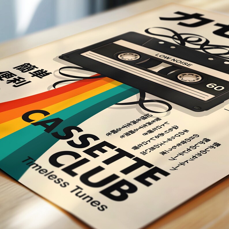 Cassette Tape Poster Digital Download | Retro Music Wall Art | Vintage ...