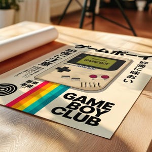 Poster retrò per Game Boy / Stampa con tipografia giapponese Nintendo / Decorazione murale a tema videogiochi anni '90 immagine 2