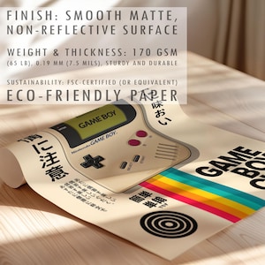 Poster retrò per Game Boy / Stampa con tipografia giapponese Nintendo / Decorazione murale a tema videogiochi anni '90 immagine 4