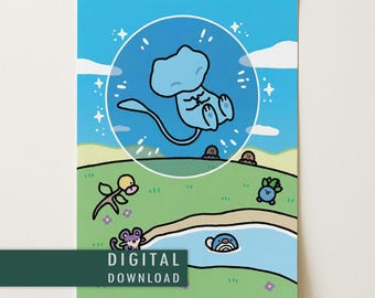 Spersonalizowany plakat z Bubble Mew ex | Grafika kart Pokémon | Pobieranie cyfrowe