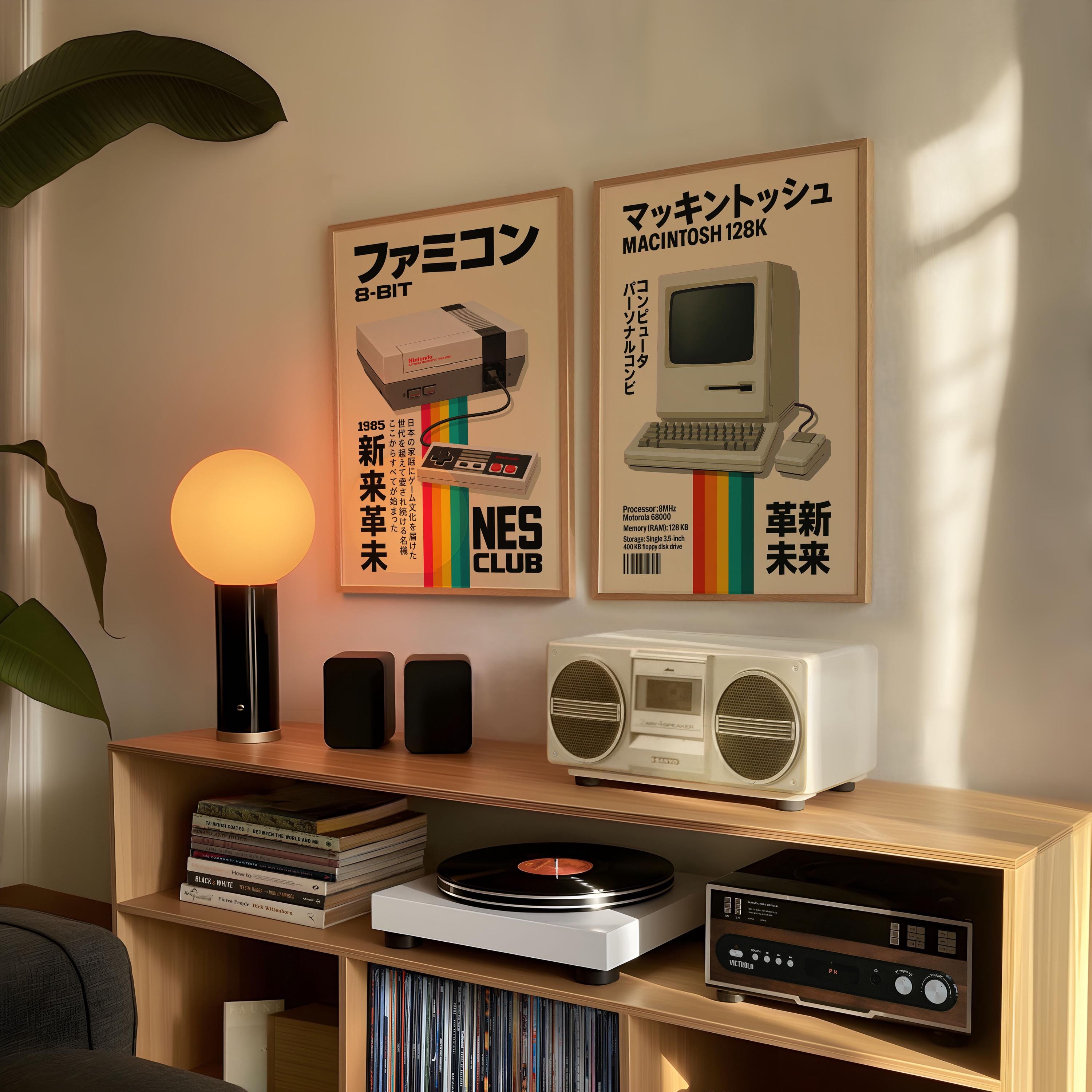 Vintage Apple Macintosh 128K Poster | Retro Tech Japanese Print