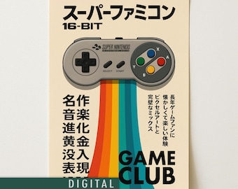 Super Nintendo Controller Digitaler Download | Retro Gaming Wandkunst | Japanische SNES